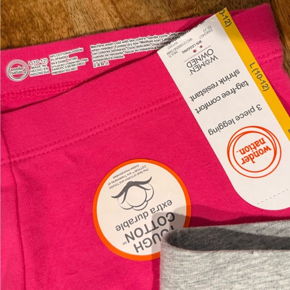 Wonder Nation Legging Bundle Size Large 10/12 NWT Pink and Grey - Picture 2 of 3